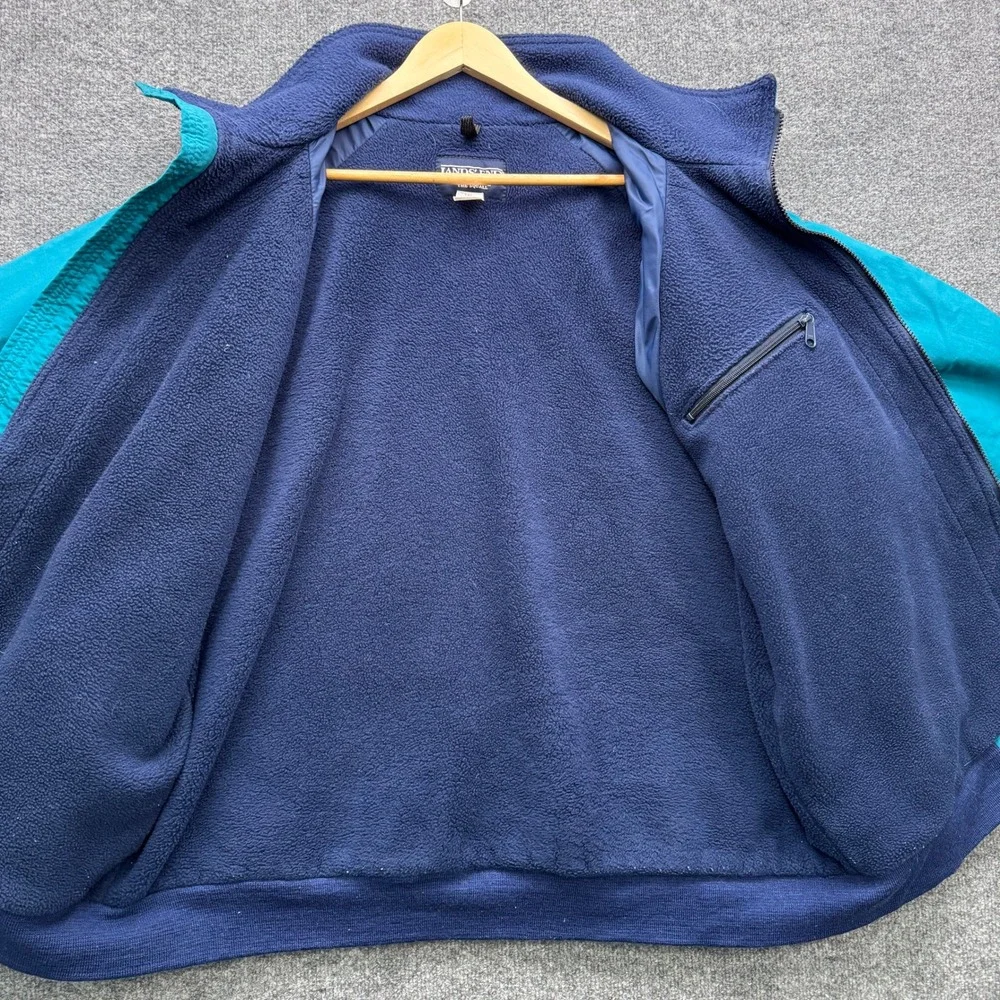 Lands' End The Squall Jacket Mens XXL Tall Teal Fleece Lined Outdoor Vintage